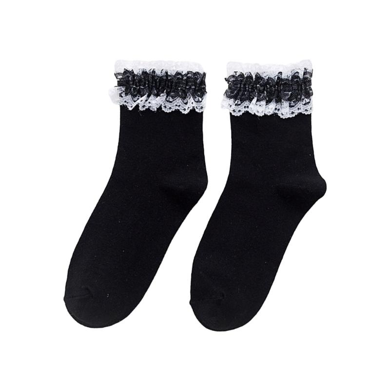 Stylish Lace Ruffle Socks Korean Fashion Comfortable Cotton Material Perfect for Everyday Wear