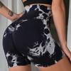 Summer New Arrival Fashion Tie-Dye Peach Yoga Shorts Women's High Waist Hip Raise Skinny Sports Running Three-Point Fitness Pants