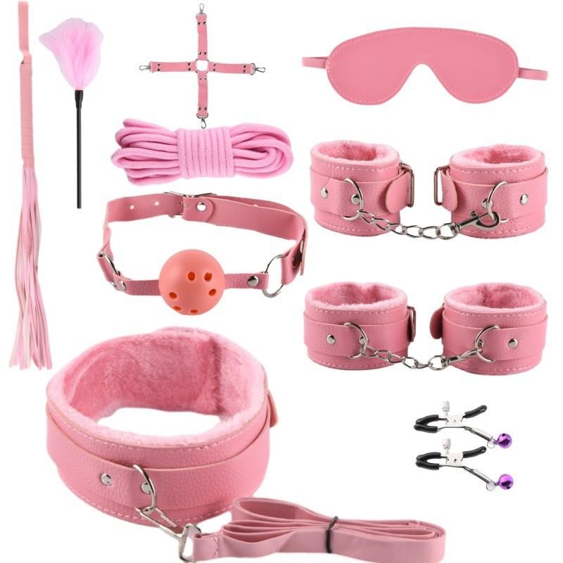MoDi Bondage Set BDSM Kits Exotic Sex Toys For Adults Games Leather Handcuffs Whip Gag Nipple Clamps Women Sex Products