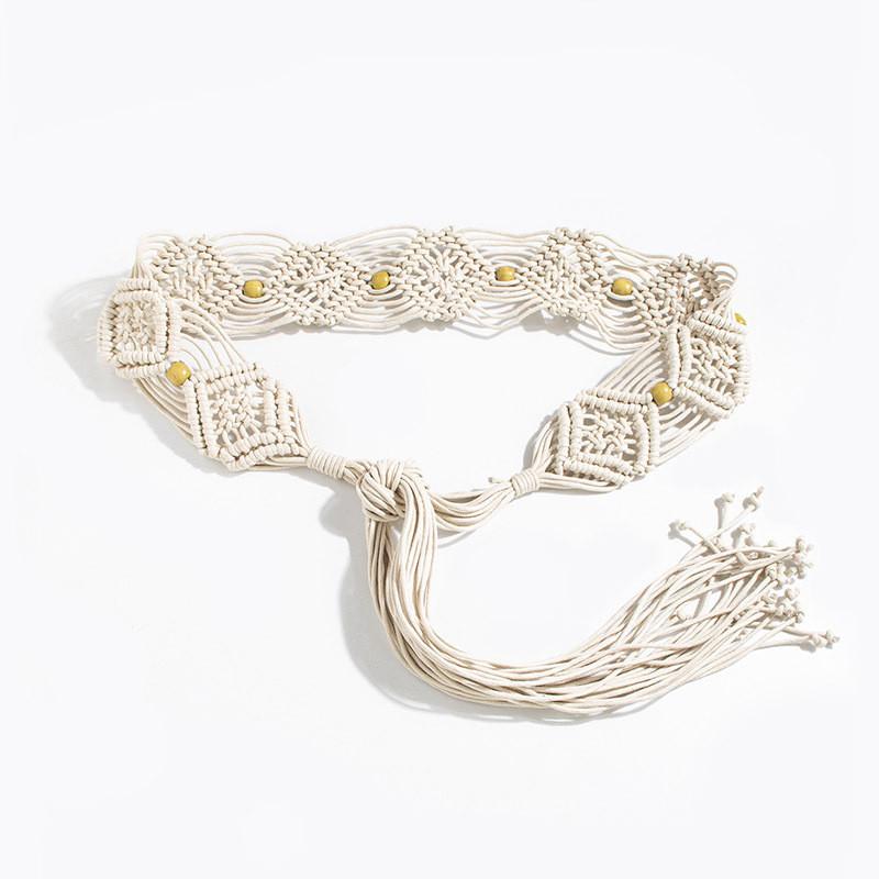 Resort Waist Bohemian Belt With Handmade Beaded Weaving For Womens Style Summer