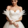 1PC Embroidery Feather Long Gloves Lace Female Mittens Wedding Gloves  Stage Performance
