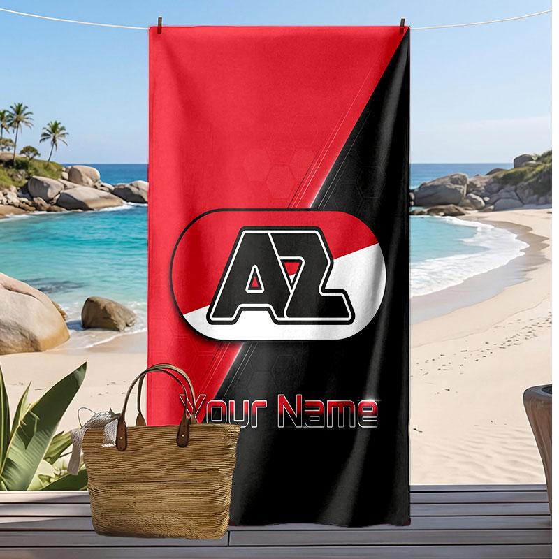 AZ Alkmaar Personalized Printed Beach Towel Soccer Logo Support Custom Name Text Absorbent Towel For Sport Travel Special Gift