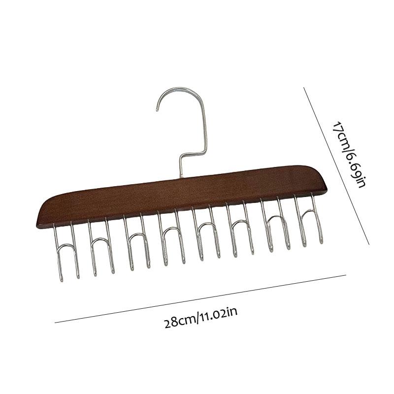 Multifunctional Vintage Wooden Hanger Wardrobe, Hat, Tie, Belt, Underwear and Bag Storage Hook Home Dormitory Seamle Wave Hanger
