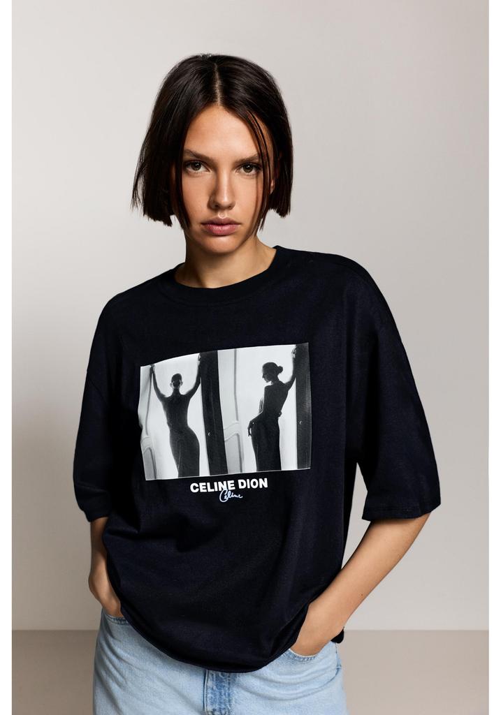 Celine Dion Metal Divertente Grande Stampato Poliestere Maglietta da Uomo Manica Corta Magliette Film Titanic Top Hipster