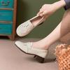 Fashion Women Pumps High Quality Black Genuine Leather Office High Heel Shoes Lady Fashion Round Toe Spring Autumn Casual Single Shoes