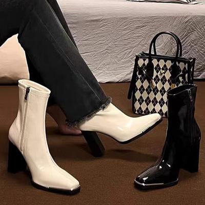 High Heels Damen Stiefeletten Lederschuhe Winter Modeschuhe Damen 2024 Trend Neue Laufschuhe Pumps Kleid Mujer Zapatos