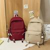 New Solid Color Schoolbag Female Simple Joker Leisure Travel Backpack Large Capacity Junior High School Students Shoulders.
