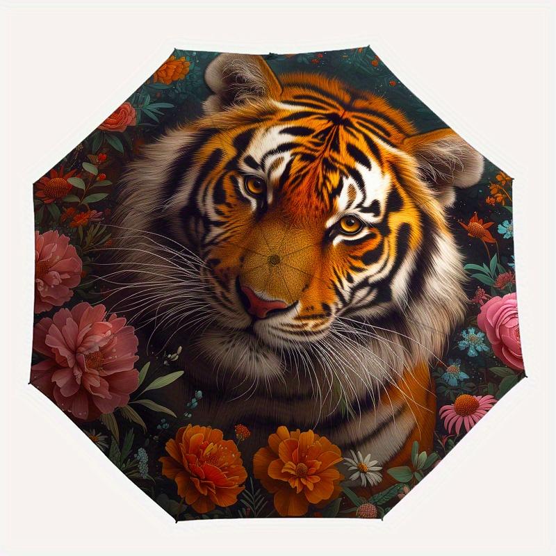 Floral Tiger Wall Art: Vibrant Nature Decor for Your SpaceUmbrella, Portable 3-Fold Compact Umbrella for Men & Women Gift