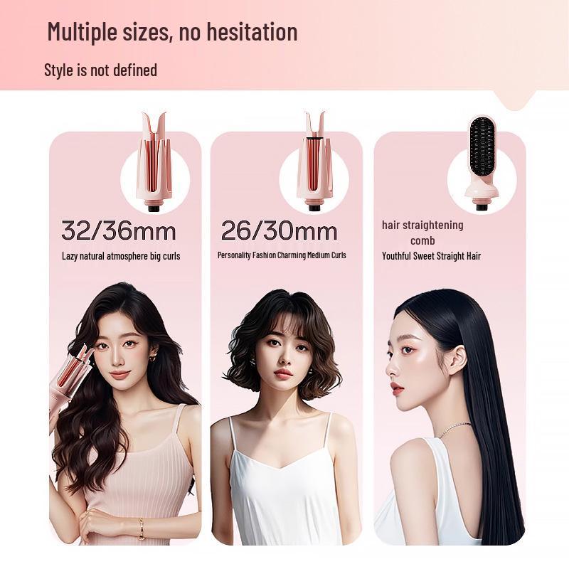 3-in-1 Automatic Hair Curler with Interchangeable Heads for Big Waves, Straight Hair, Corn Waves, & Egg Rolls US Plug жёлтый