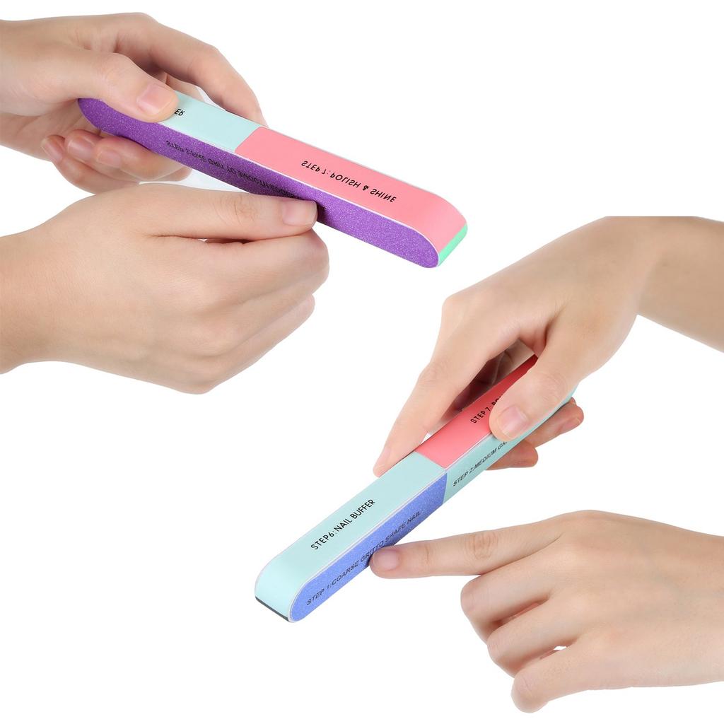 1/2/3 Pcs Nail Files 7 Sided Nail Buffering Files 7 Way Nail File Washable Emery Boards Nail Buffer Block for Home and Salon Use