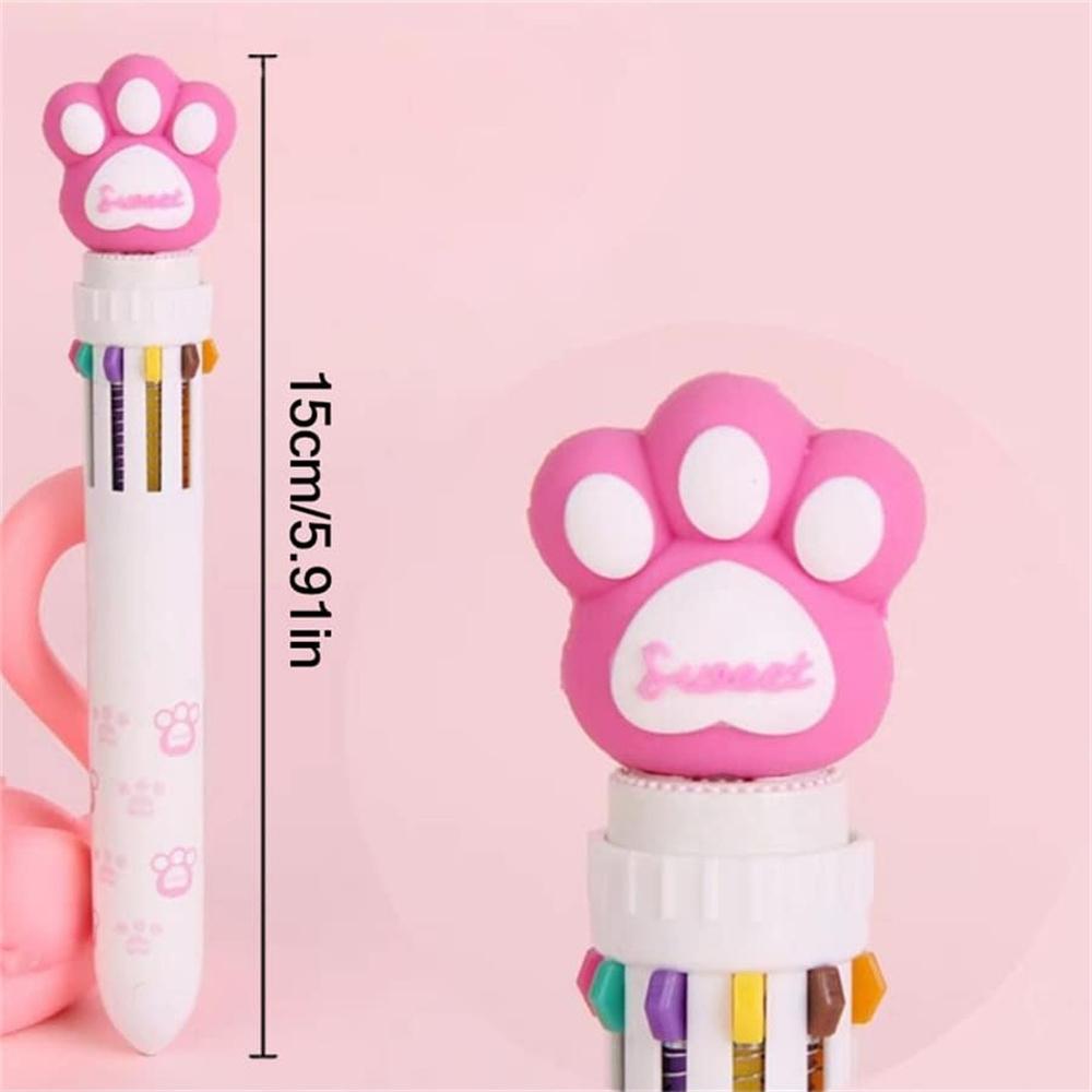 Paw Print Unicorn Ten Color Ballpoint Pen Cartoon Kawaii Multi-color Students Gel Pen Stationery Rainbow Write Cute Pens