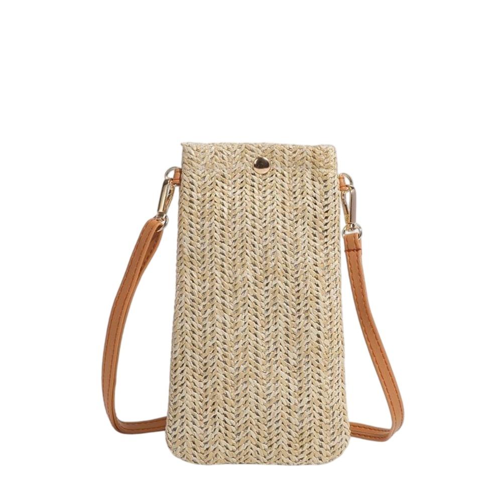 Bohemia Style Crossbody Mini Phone Bag Straw Weaving Solid Color Women Shoulder Bag Summer Season Woven Crossbody Bag хаки