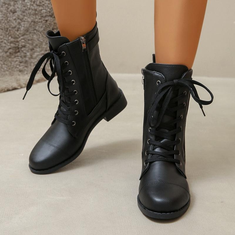 Women Ankle Boots Mid Heels Leather Shoes 2025 Winter Trend New Retro Chelsea Casual Shoes Fashion Motorcycle Chunky Botas Mujer