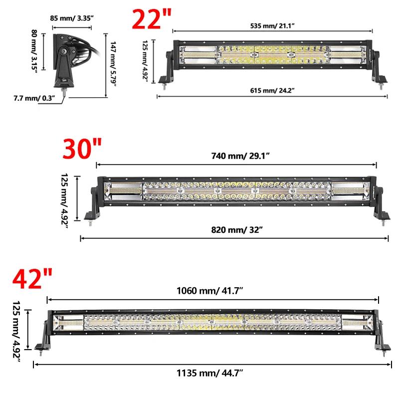 Auxbeam 22/30/42inch 6 Modes Combo Beam LED Work Light Bar with Memory Function for Truck Pickup Offroad