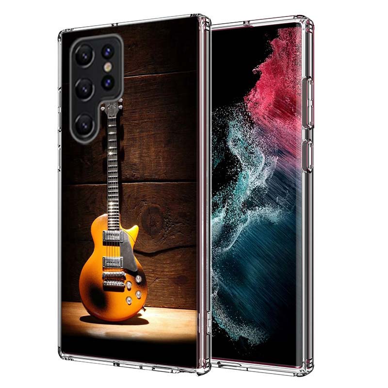 Capa de Celular Elétrica Retro Rock Music Para Samsung S25 Edge S24 FE Galaxy S21 S20 FE S23 S22 Ultra S10 Plus S10E Capa Transparente