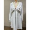 New Original Design V Neck Long Puff Sleeve Swing A-line Dress for Women, Casual Party Dress for European American Crossborder
