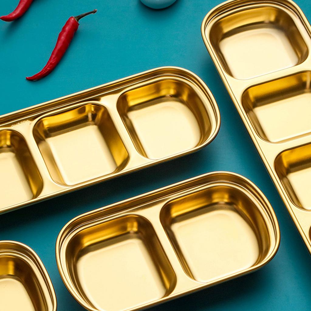 Stainless Steel Seasoning Dish Dipping Bowl Soy Sauce Dish Condiment Tray Square Barbecue Snack Plate Kitchen Tableware