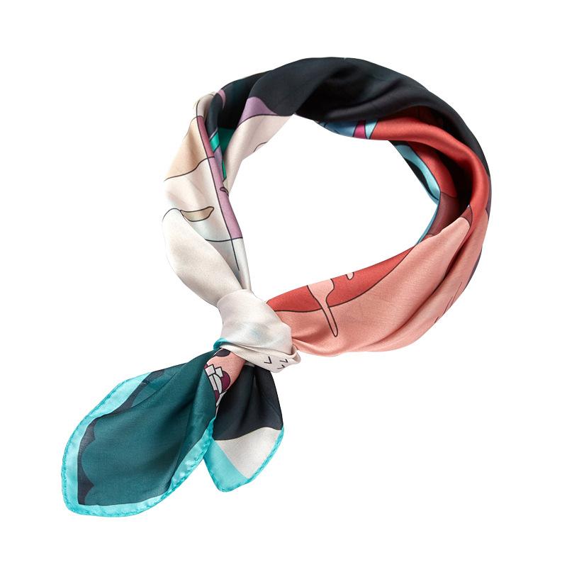 Kleiner Seidenschal für Damen, Frühling und Sommer, neuer Halstuch, vielseitiger Druck, kleiner quadratischer Schal, Geschenk, Seidenschal