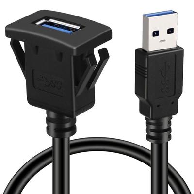 Cable de Extensión Impermeable USB3.0 Macho a Hembra AUX Montaje en Panel Empotrado para Coche Camión Barcos Motocicleta Salpicadero 1 Metro