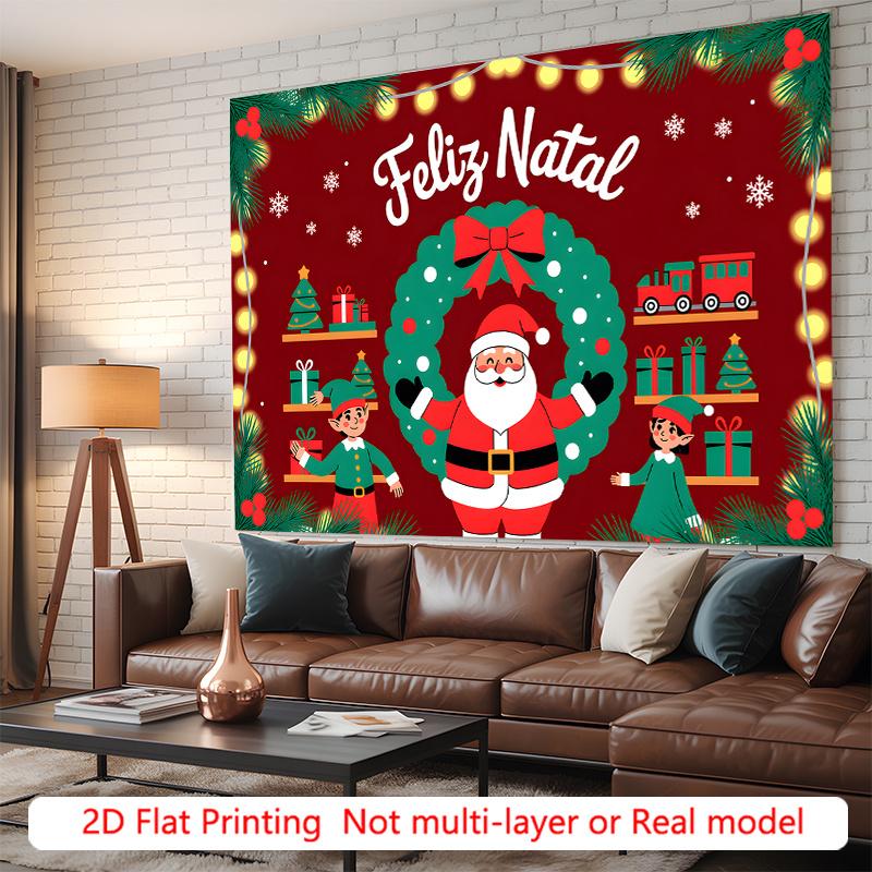 Party Backdrop Christmas Flat Festive Santa Wreath Event Backdrop Decoration Party Decor