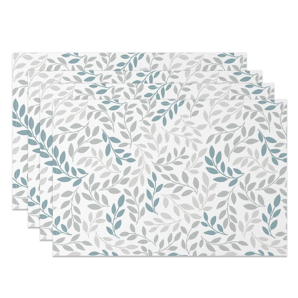 Modern Minimalist Table Mats Fresh Leaf Branch Pattern Placemats Natural Style Waterproof HeatResistant for Dining Kitchen Decor