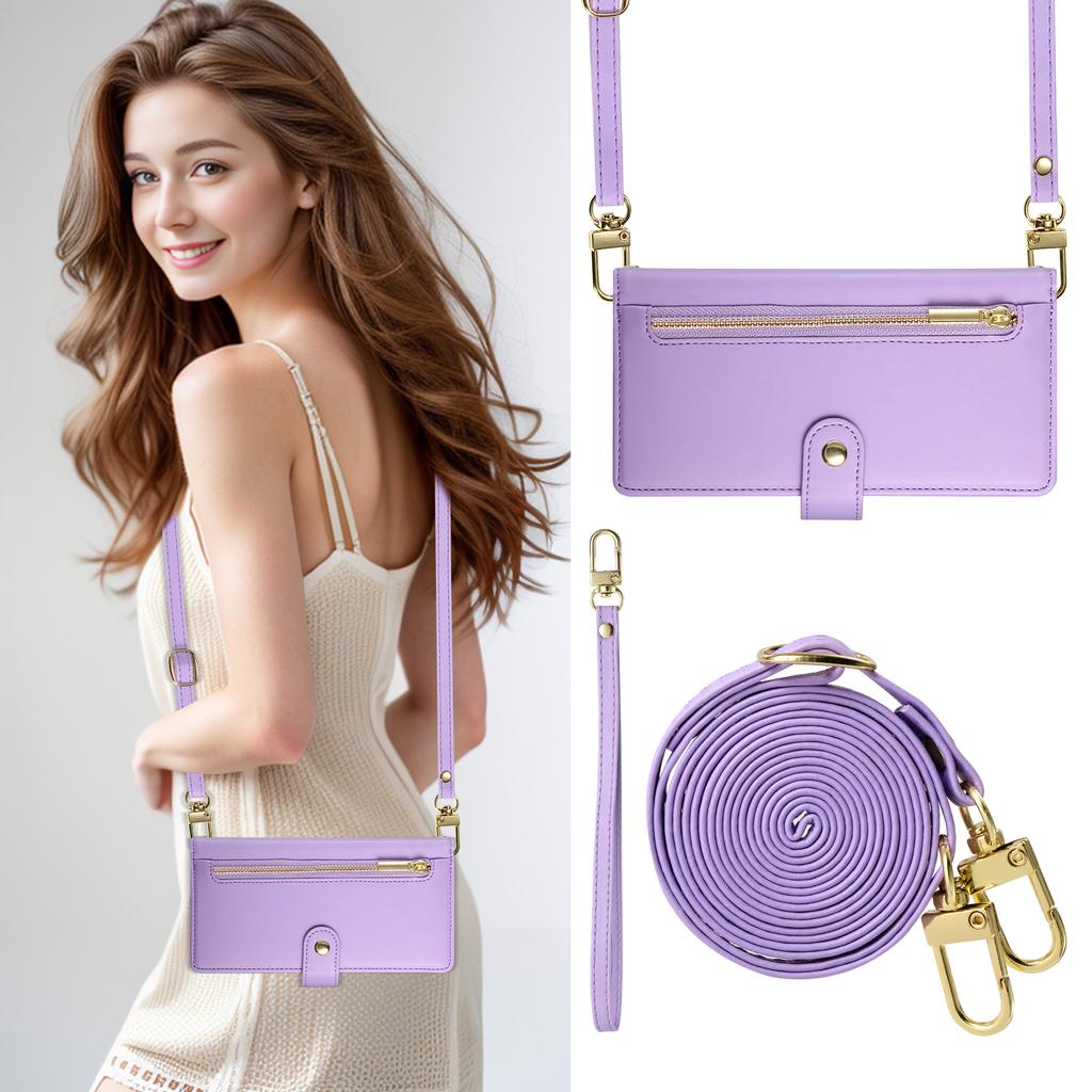 DF-011 For Samsung Galaxy A36 5G Case Zipper Pocket Wallet Leather Phone Cover with Straps