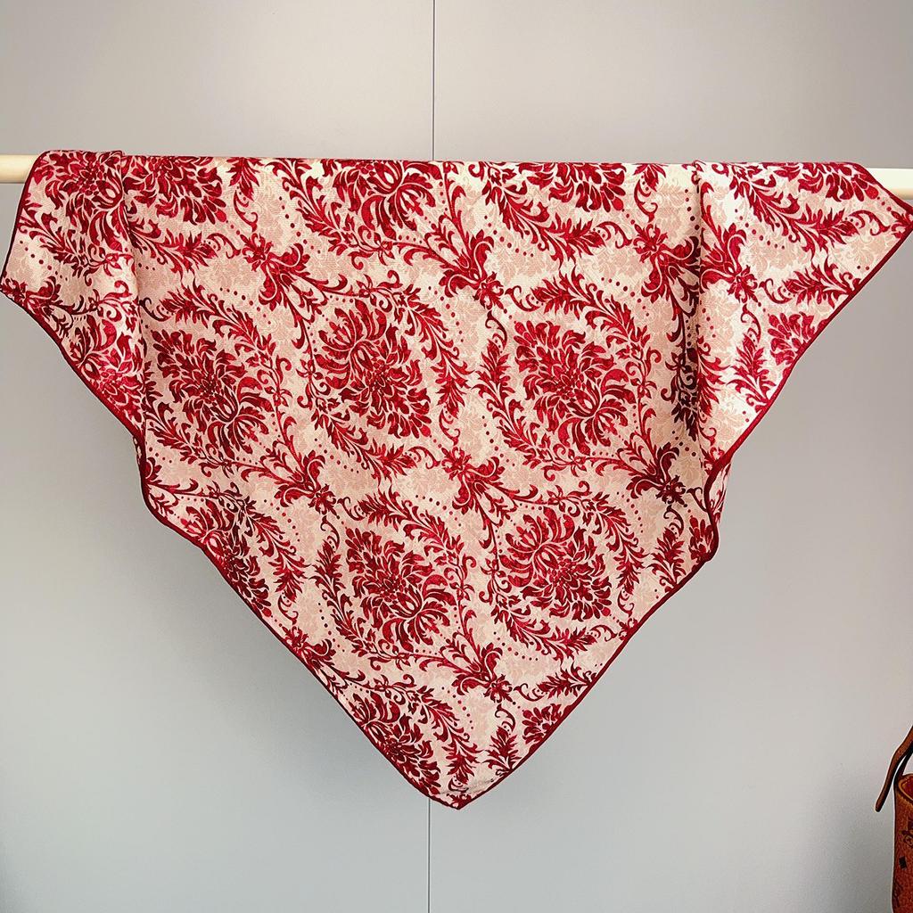 Autumn/Winter Silk Wool Scarf - Mulberry Silk Square with Hand-rolled Edges