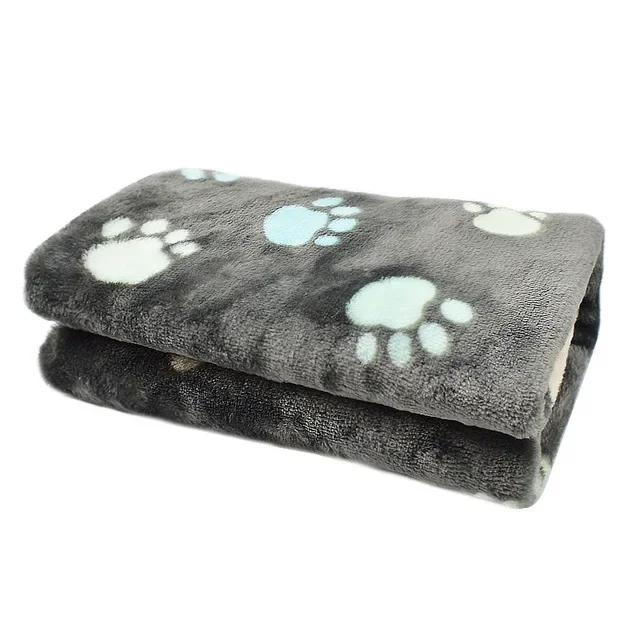 Lovely Pet Small Large Warm Paw Print Dog Puppy Cat Fleece Soft Blanket Beds Mat for Small Medium Large Dogs Mat
