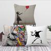 Banksy Street Graffiti Art Kissenbezug Weiche Kissenhüllen für Bauernhaus Sofa Dekor Heimdekorationen und Schutz