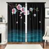 2-Pc Polyester Peach Blossom and Red Rose Curtains H-D Digital Print Rod Pocket Design Window Drapes for Bedroom Living Room