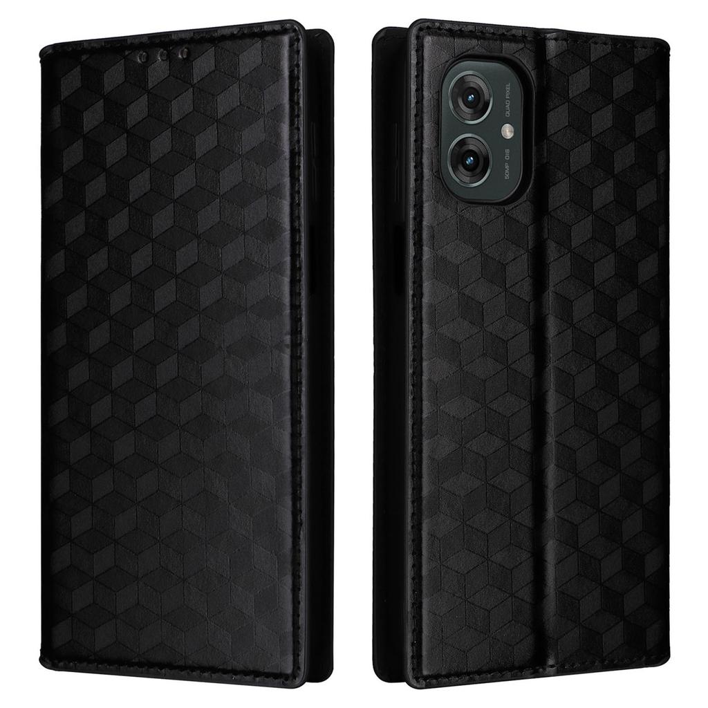 For Motorola Moto G55 5G Wallet Case Rhombus Imprinted Leather Phone Cover