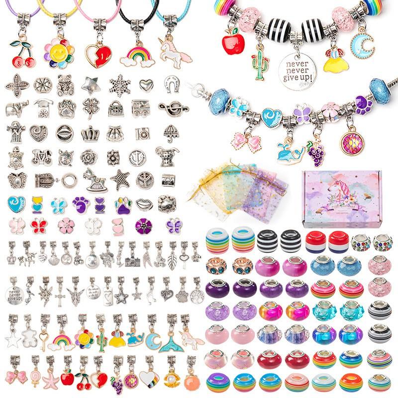 DIY Kids Crystal Bead Bracelet Kit With Small Box 1.5cm Height 66-162pcs Sweet Fruit Flower Design