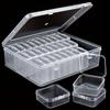 30pcs Clear Plastic Storage Boxes - Durable Organizer for Beads, Jewelry, Crafts - Snap Closure, Removable Trays, Craft Storage Solution, Plastic Box