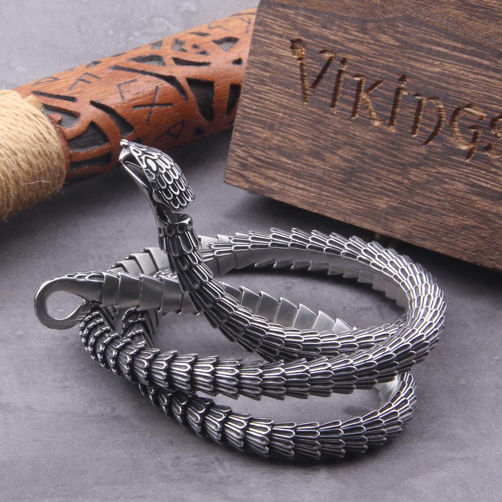 Viking Ouroboros Necklace for Men Stainless Steel Never Fade Punk Fashion Jewelry Street Culture Hippie Style
