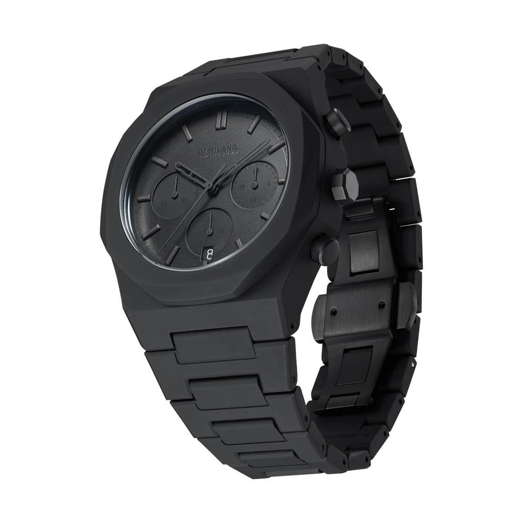 Authorized Distributor [D1 MILANO] D1 Milano Men's Watch PHBJSH Polychrono Shadow 40.5mm All Black