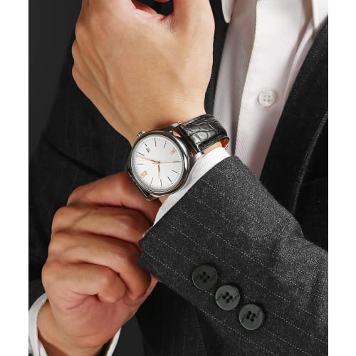 BINLUN Genuine Leather Watch Band with Crocodile Pattern, Quick Release, Replacement Strap for Men and Women, 18mm, 19mm, 20mm, 21mm, 22mm, Breathable