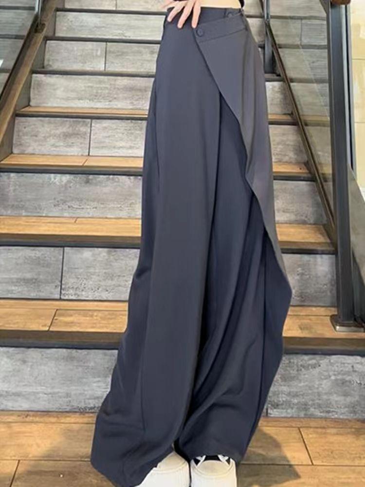 Drapey Women's Irregular Straight-Leg Suit Trousers - 2024 Fashion