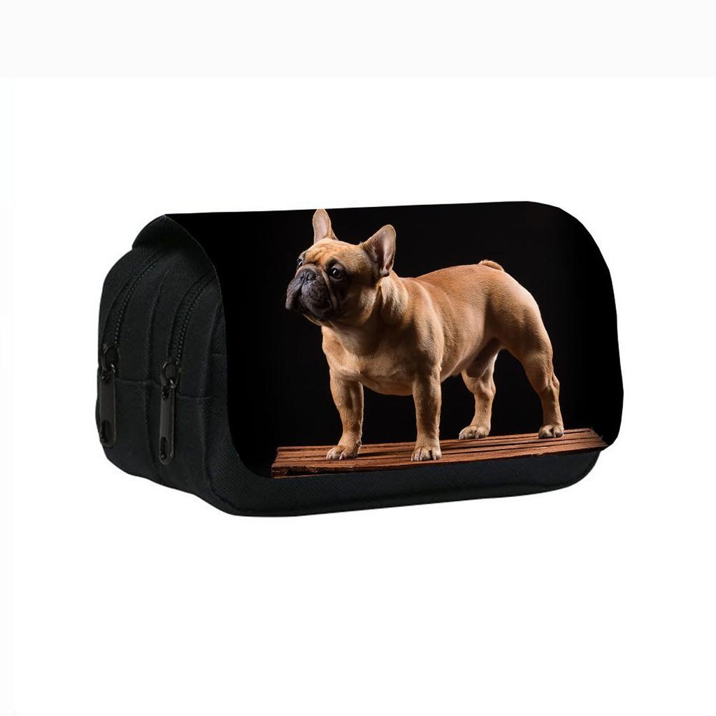 Uroczy piórnik z nadrukiem szczeniąt, dwuwarstwowy, dla uczniów szkół średnich i dzieci