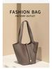 Extra Large Genuine Leather Single Shoulder Market Basket Bag - Top Layer Cowhide Exquisite Women's Handheld Bucket Bag