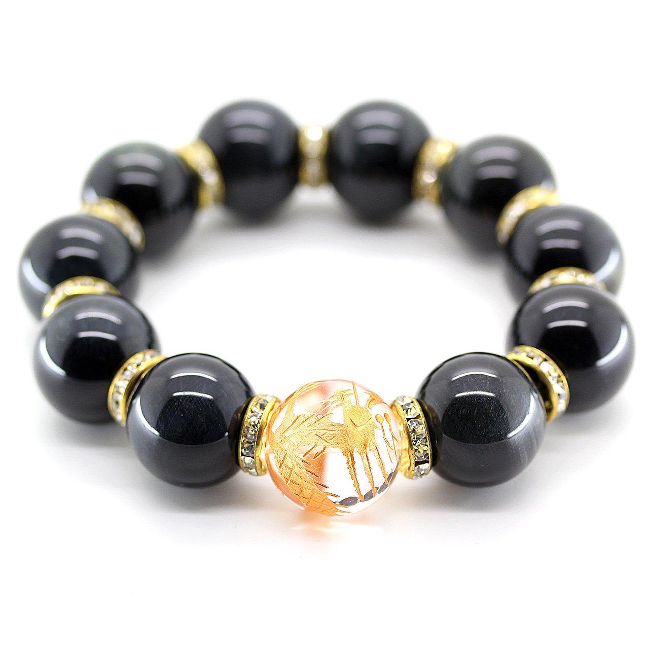 

Extra large 20mm blue tiger eye gold engraving crystal high quality prayer bead a power stone that brings luck with money and [Sekki] bracelet, work.