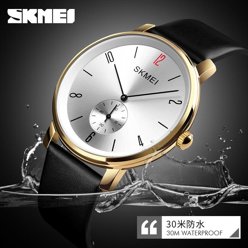 Moment beauty skmei fashion trend simple men's watch waterproof thin locomotive CoolPad business quartz watch