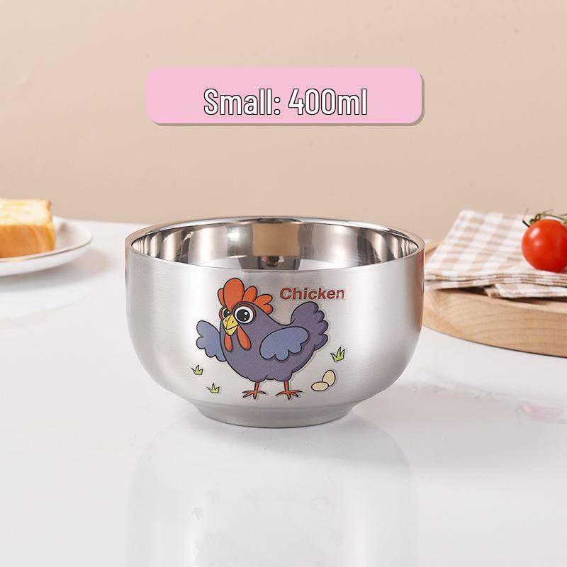 Children's Cartoon Zodiac Insulated Stainless Steel Bowl - Food Grade, Double Layer, Anti-Fall Design