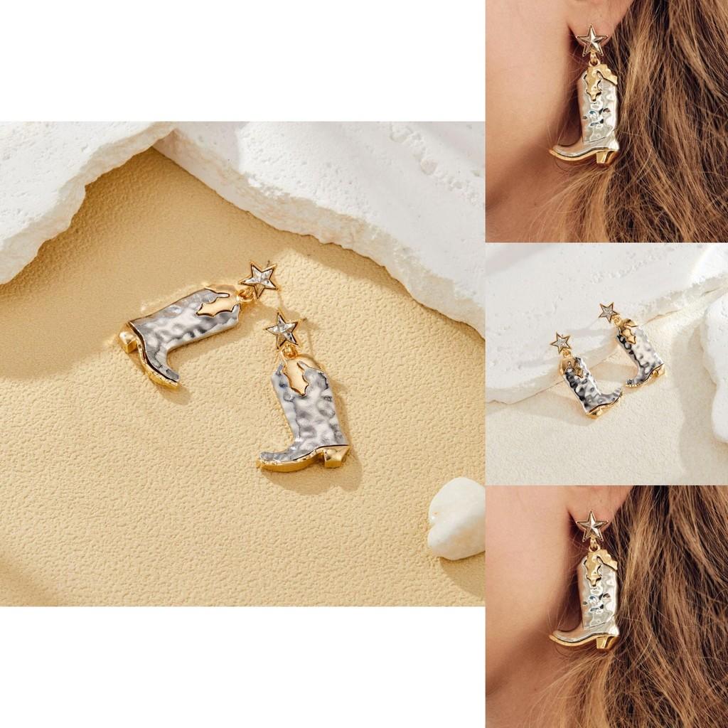 Retro Catching Eye Five Pointed Star Alloy Earrings Ideal For Women Trendy