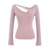 Autumn 2025 Asymmetrical Off-shoulder Hollow Long Sleeve Top for Women