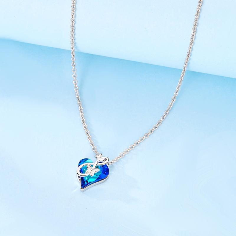 925 Silver Luminous Firefly Heart Shaped Zircon Pendant Necklace For Women Fashion Anniversary Birthday Jewelry Gifts