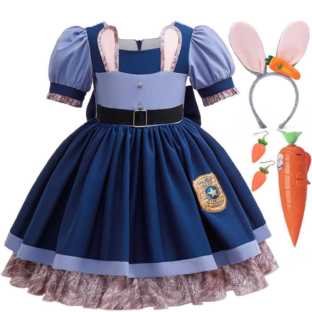 Película Zootopia 2 Disfraz de Conejita Judy Valiente Lindo Para Bebé Niña Juego de Rol Judy Hopps Disfraz de Conejo Set de Muñeca 2-10 Años