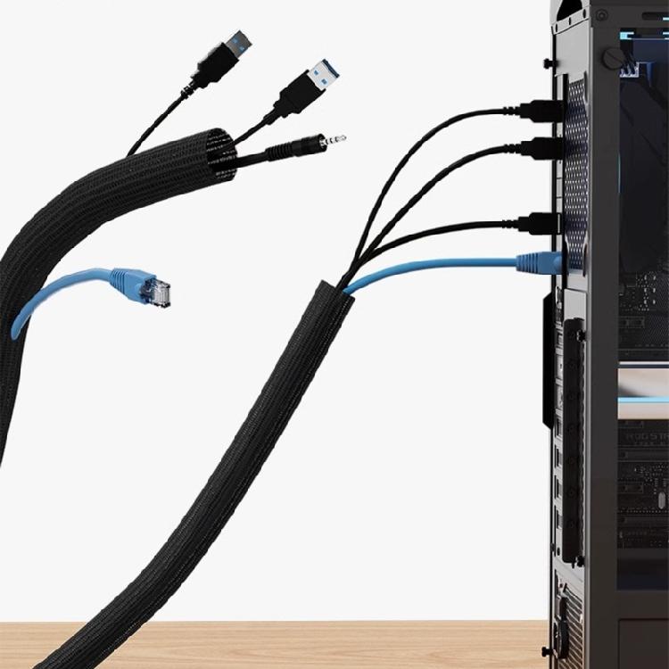 TangleFree Braided Cable Organizers Cable Sleeve For Desk TV Wire And Automotive Motorcycle Applications for Messy Cord