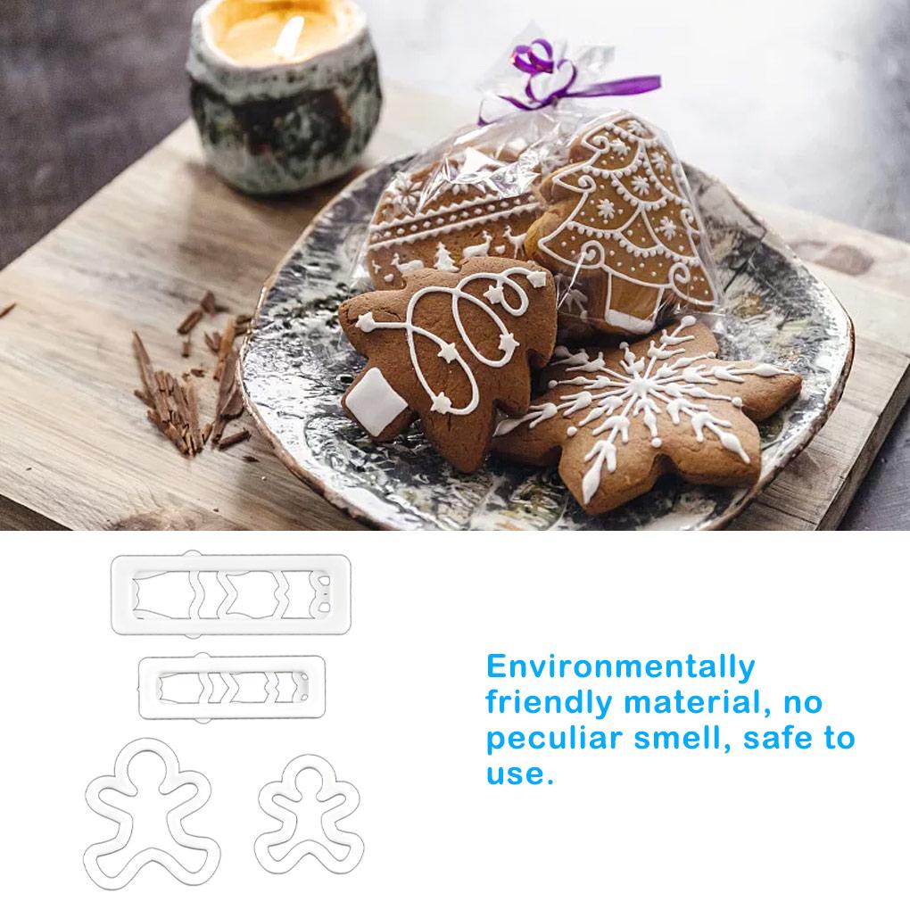 4 Pieces Biscuit Shape Die Mold Cake Candy Slicer Christmas Festival DIY Crafts Pressing Bar Wedding Kitchen Decorating Tools