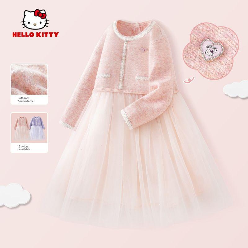 Юбка для девочек Hello Kitty Весенняя Пэчворк Детское платье Фиолетовое Модное Девочка Принцесса Платье Solid Color Powder 110