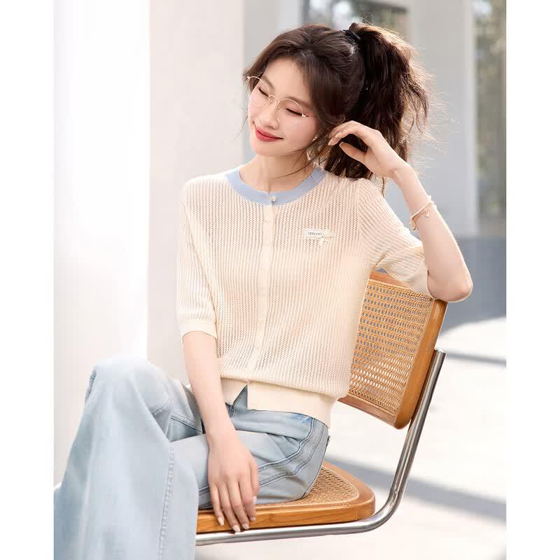 Srcr Women s Wool Blend Hollow Knit Cardigan M